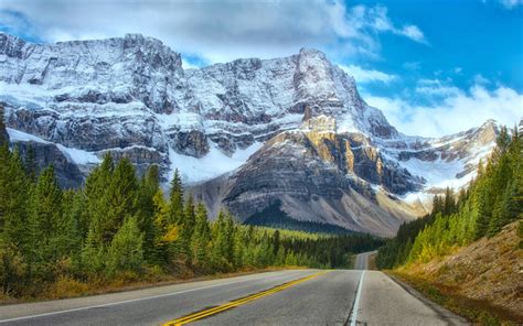 Download Wallpapers Banff National Park Hdr 4k Mountains Road