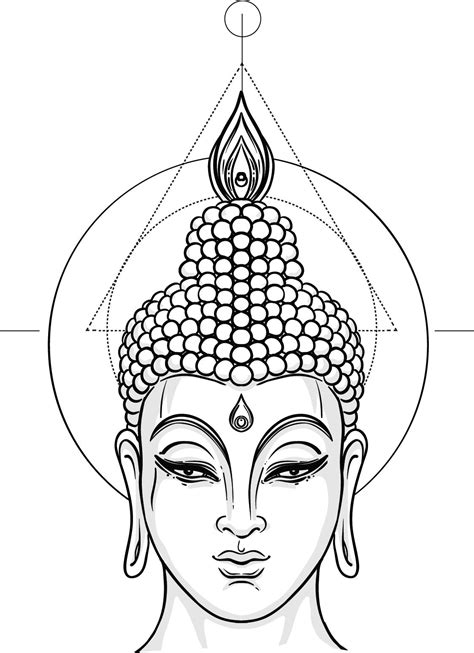 The Buddha Head Is Shown In Black And White With An Intricate Pattern