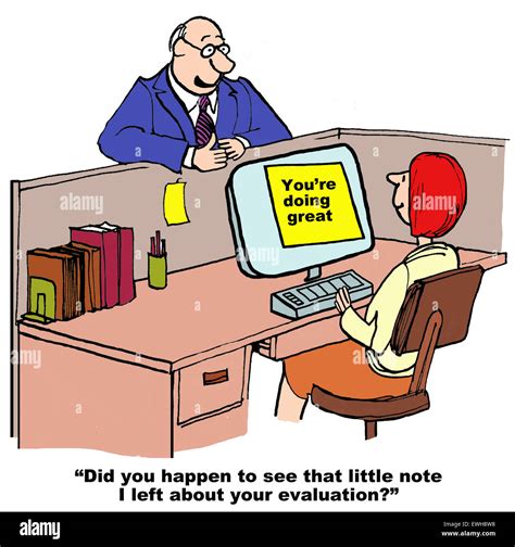 Business Cartoon Of Boss Giving Employee Feedback Youre Doing Great