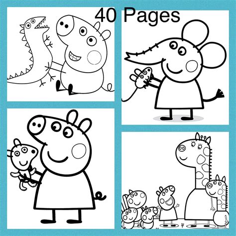 Peppa Pig Printable Coloring Pages Instant Download Kids Fun Etsy
