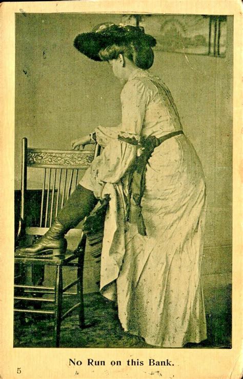 Victorian Woman Exposing Ankle No Run On The Bank Risque Vintage Postcard Topics Risque