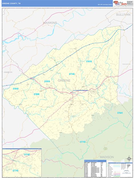 Greene County Tn Wall Map Premium Style By Marketmaps Mapsales Vrogue
