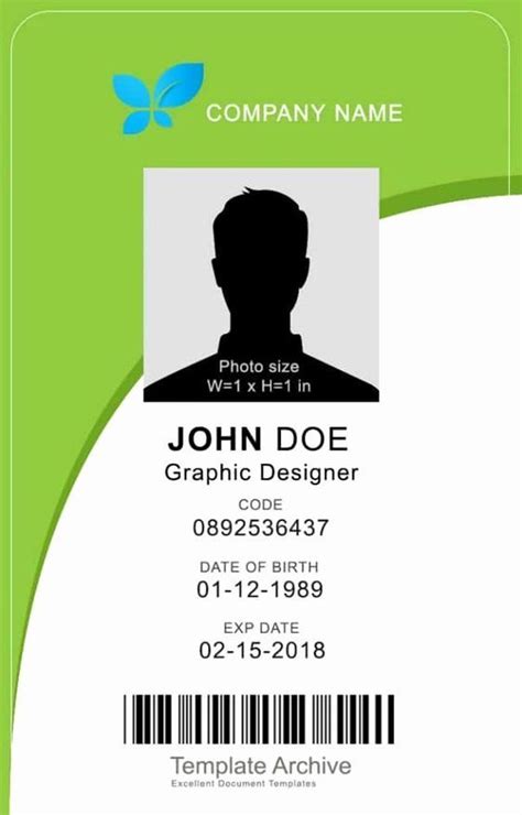 Free Printable Vertical Id Cards Templates
