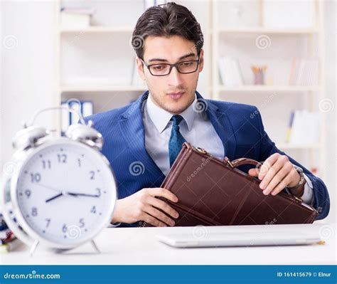 The Businessman In Rush Trying To Meet Deadline Stock Image Image Of