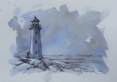 Peggys Cove Lighthouse X Fine Art Original Watercolor Peter Sheeler