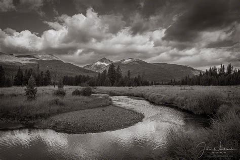 Dramatic Black And White Photo Bandw Colorado River In Kawuneeche Valley