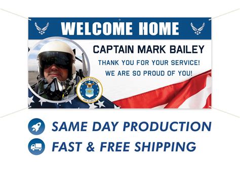 Welcome Home Airman Custom Banner With Photo Us Air Force Etsy