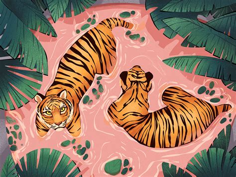 Relaxing Tigers Illustration By Tubik Arts Jungle Illustration