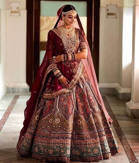 Maroon And Gold Bridal Lehenga Art