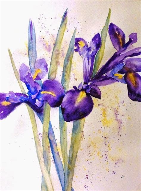 Watercolor Painting Of Irises At Explore
