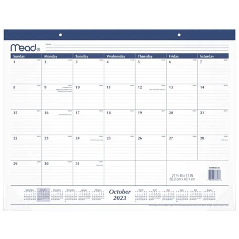 Mead Basic 2024 15 Month Monthly Desk Pad Calendar Standard 21 34 X 17