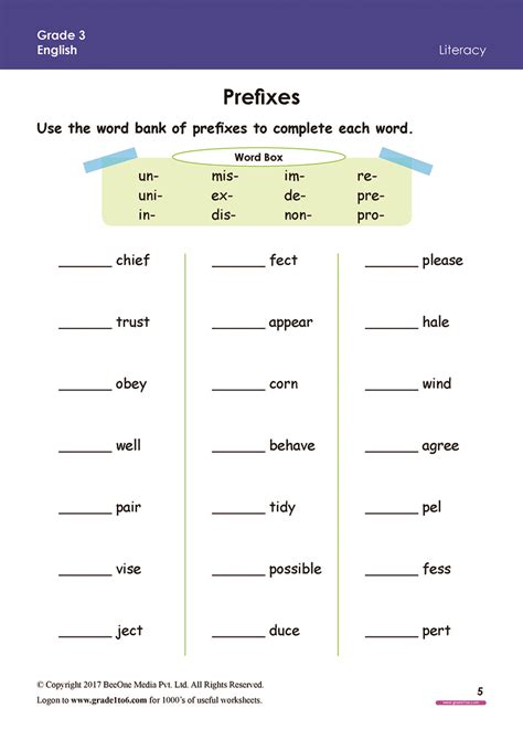 Free English Worksheets For Grade 3class 3ib Cbseicsek12 And All
