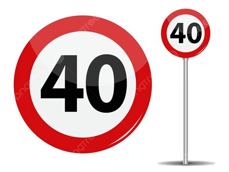 Illustration Of A Vector Speed Limit Sign With A Red Circle Indicating 40 Kilometers Per Hour