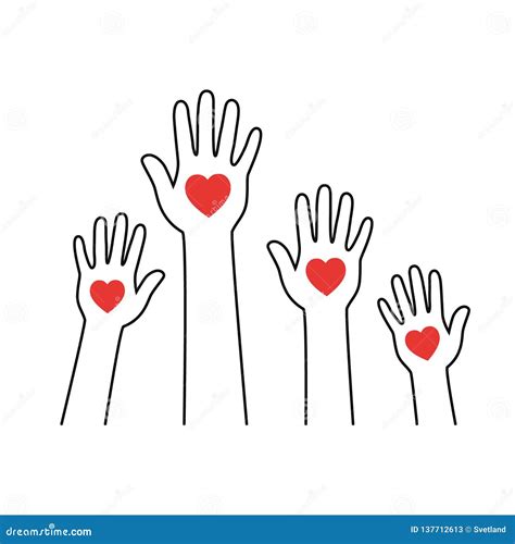 Hands With Hearts Volunteering Vector Icon Stock Vector