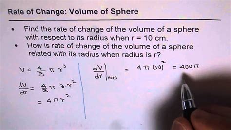 Calculus Related Rates Rate Of Change Of Volume Of Sphere Youtube