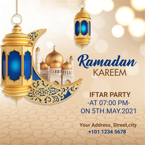 Ramadan Kareem Iftar Party Invitation Template Postermywall