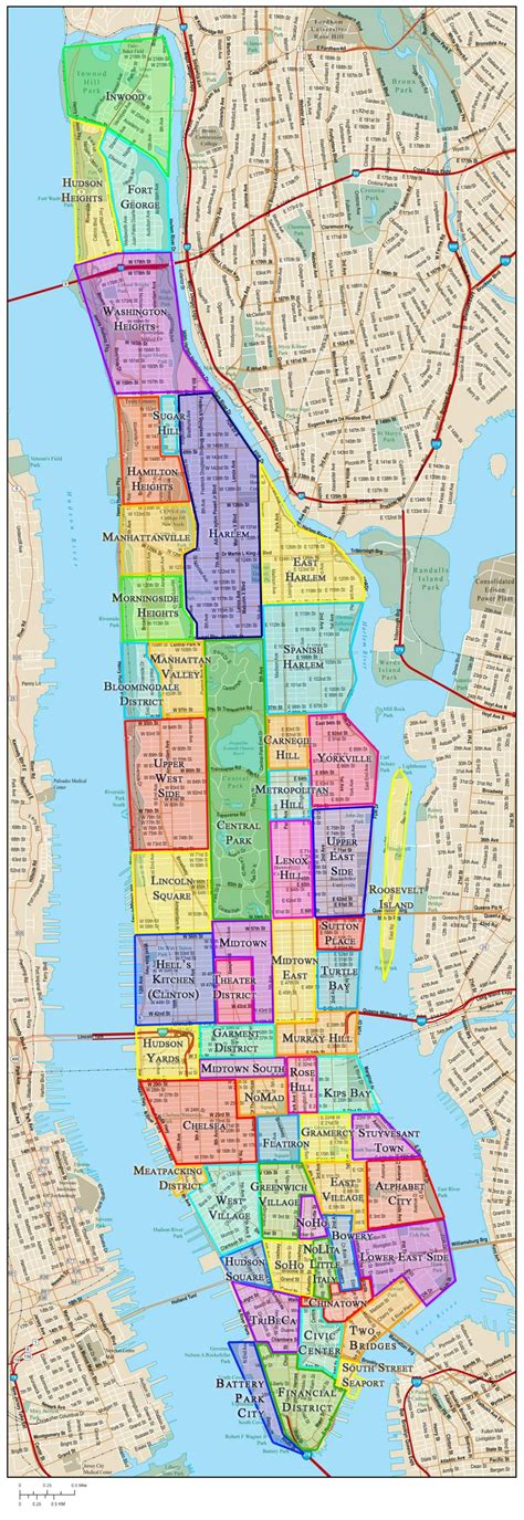 Map Of Manhattan Neighborhood Surrounding Area And Suburbs Of Manhattan