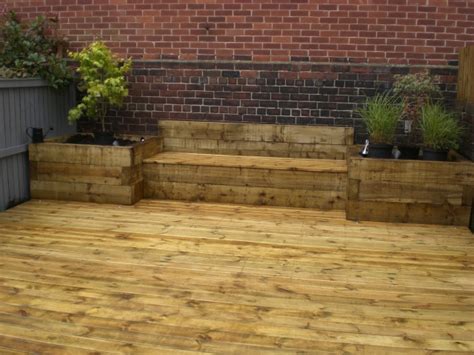 You'd never expect such a simple object to be so a garden bench, for example, could easily be made out of the garden sleeper, along with tables. Sheffield Builder Landscaper Gallery Images of Houses and ...