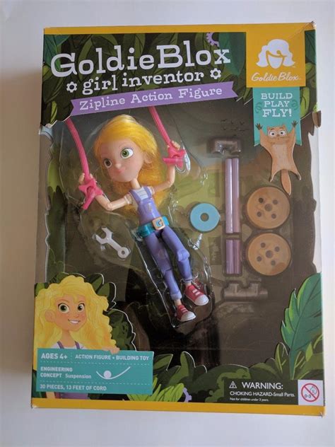 Goldie Blox Girl Inventor Zipline Action Figure Engineering Suspension New 1876362486