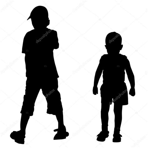 Vector Silhouettes Of Two Boys — Stock Vector © Lapotnik 13193714