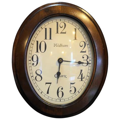Waltham Walnut Oval Wall Clock Spartus 5351 In 2020 Wall Clock Wood