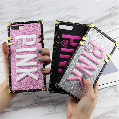 Luxury Brand Victoria Pink Case For Iphone Xs Max X Xr Square Case For