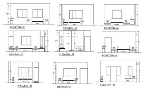 Sectional Elevation Of Bedroom In Autocad Autocad Layout Autocad