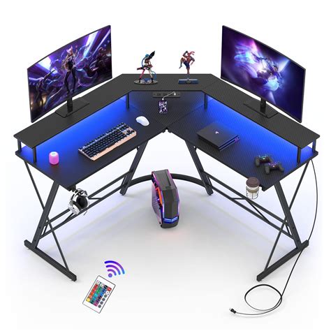 Buy Mr Ironstone Gaming Desk With Led Lights And Power Strip L Shaped