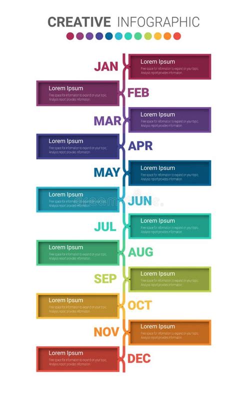 Year Planner 12 Months 1 Year Timeline Infographics Design Vector