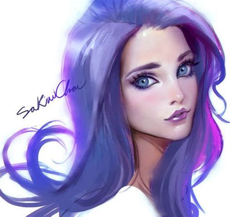 Girl Art And Drawing Image Girl With Purple Hair Hair Art Art Girl