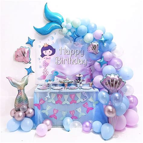 Mermaid Tail Balloon Garland Little Mermaid Ballon Happy Birthday Party