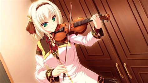 X Resolution Female Anime Character Playing Violin Hd Wallpaper