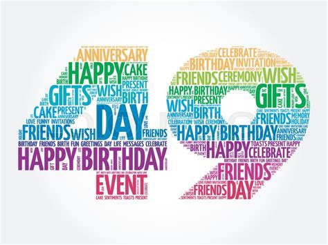 Happy 49th Birthday Word Cloud Collage Stock Vector Colourbox