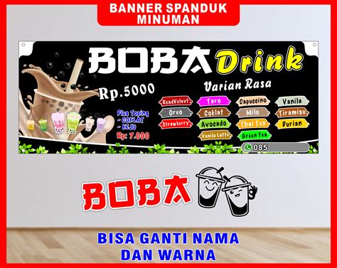 Spanduk Banner Backdrop Minuman Boba Banner Minuman Boba Spanduk Minuman Boba Ukuran X