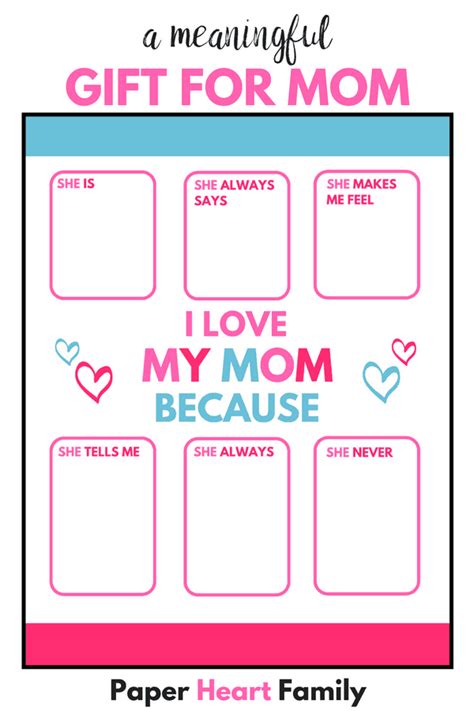 I Love My Mom Because Printable A Thoughtful T For Mom