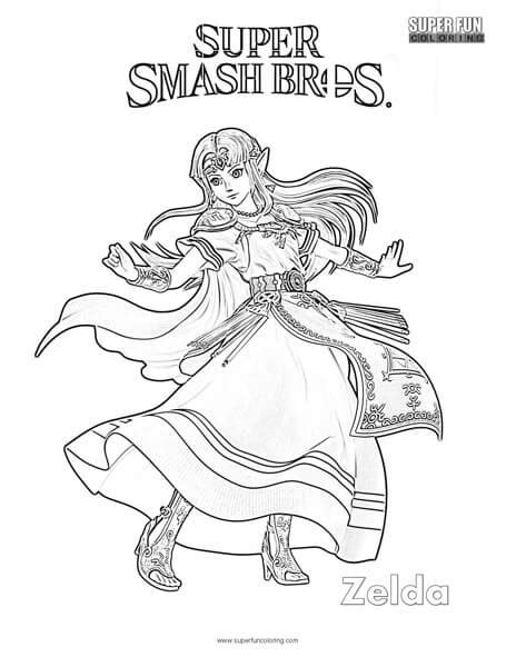 Princess Zelda Super Smash Brothers Coloring Page Super Fun Coloring