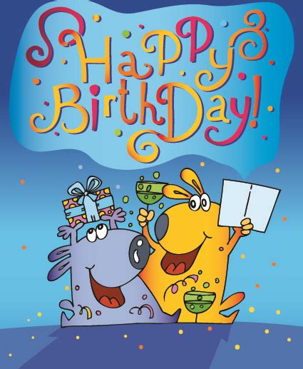 Funny Cartoon Birthday Cards Vector Free Vector In Encapsulated