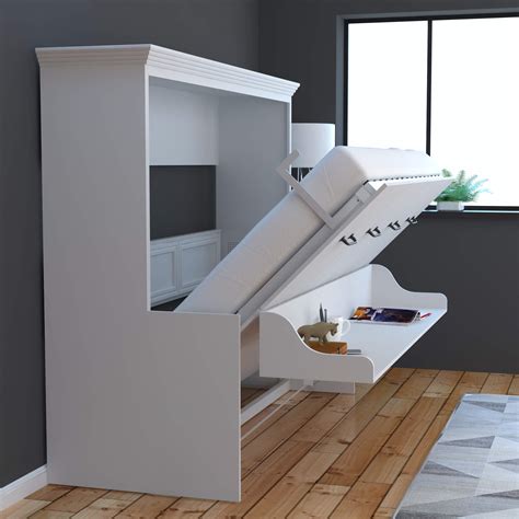 Horizontal or vertical against the wall? Adonis Horizontal Murphy Bed With Desk Combo White ...
