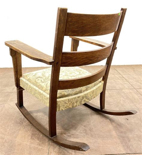 Lot Antique Mission Style Oak Wood Rocking Chair