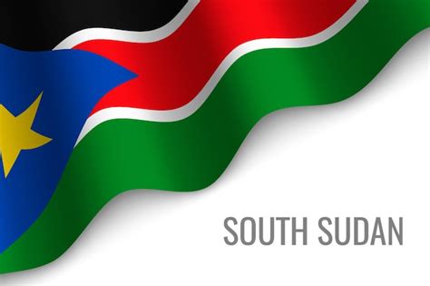 ondeando la bandera de sudán del sur vector premium