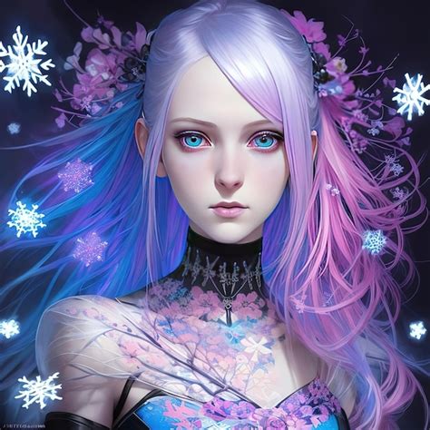 Premium Photo A Woman With Blue And Pink Hair And Pink And Purple