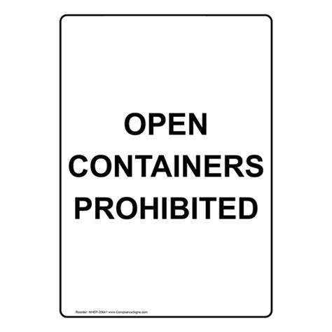 Vertical Sign Policies Regulations Open Containers Prohibited