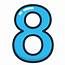 Blue Numbers Number Study Eight Icon