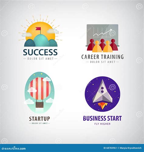 Vector Set Of Business Start Up Logos Career Training Corporate
