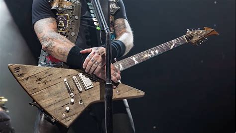 James Hetfield Of Metallicas Newest Guitar It Is Made Of Reclaimed