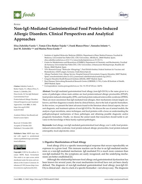 Pdf Non Ige Mediated Gastrointestinal Food Protein Induced Allergic