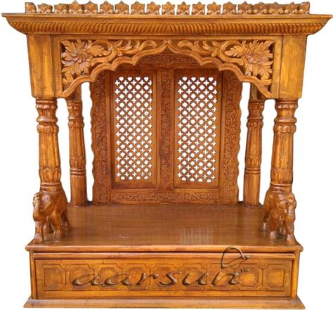Aarsun Full Wood Temple Puja Mandir Prayer Cabinet Hand Carved In Teak