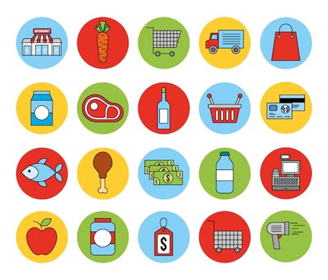 Free Vector Bundle Of Grocery Market Icons
