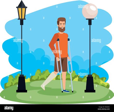 Man In Crutches Character Stock Vector Image And Art Alamy