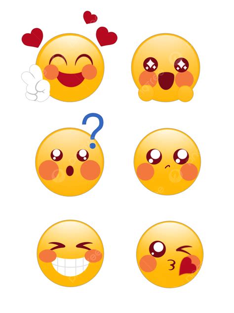 Cute Cartoon Six Emoji Expressions Cute Cartoon Expression Png
